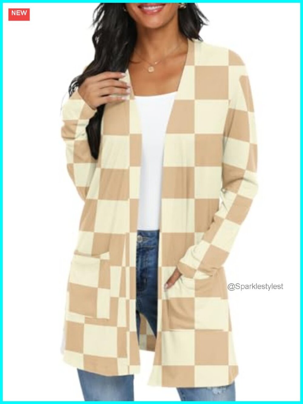 Womens Lightweight Long Cardigan Open Front Pockets Rayon Spandex